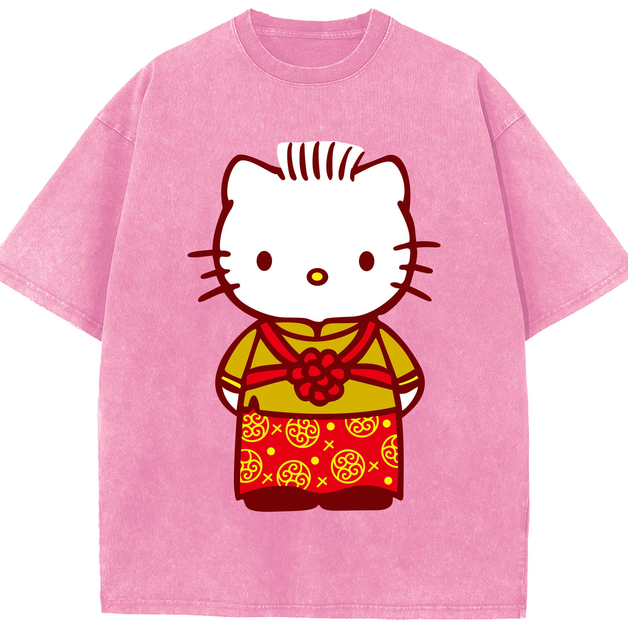 （画像用） Hello Kitty ハローキティ 綿100% ヴィンテージ風 半袖Tシャツ（フロントプリント）